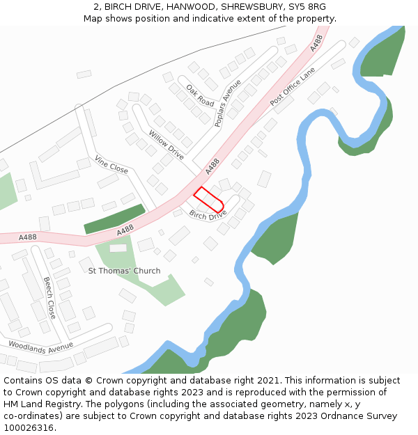 2, BIRCH DRIVE, HANWOOD, SHREWSBURY, SY5 8RG: Location map and indicative extent of plot