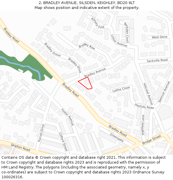 2, BRADLEY AVENUE, SILSDEN, KEIGHLEY, BD20 9LT: Location map and indicative extent of plot