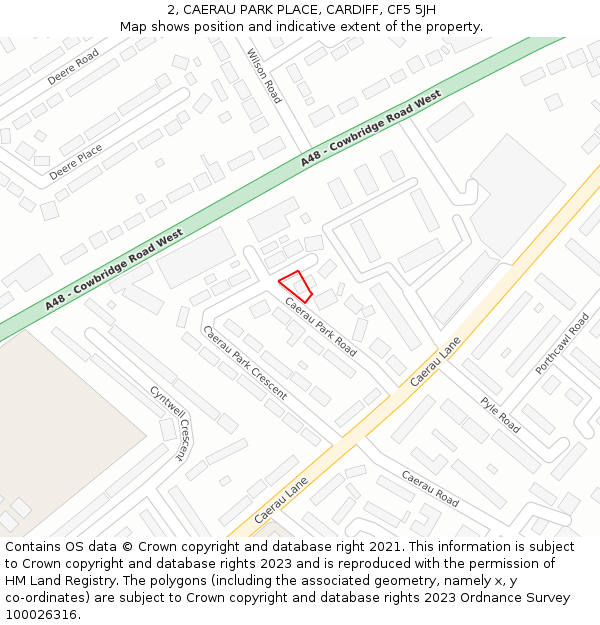 2, CAERAU PARK PLACE, CARDIFF, CF5 5JH: Location map and indicative extent of plot