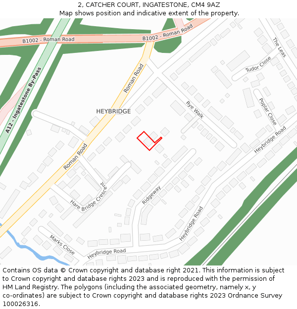 2, CATCHER COURT, INGATESTONE, CM4 9AZ: Location map and indicative extent of plot