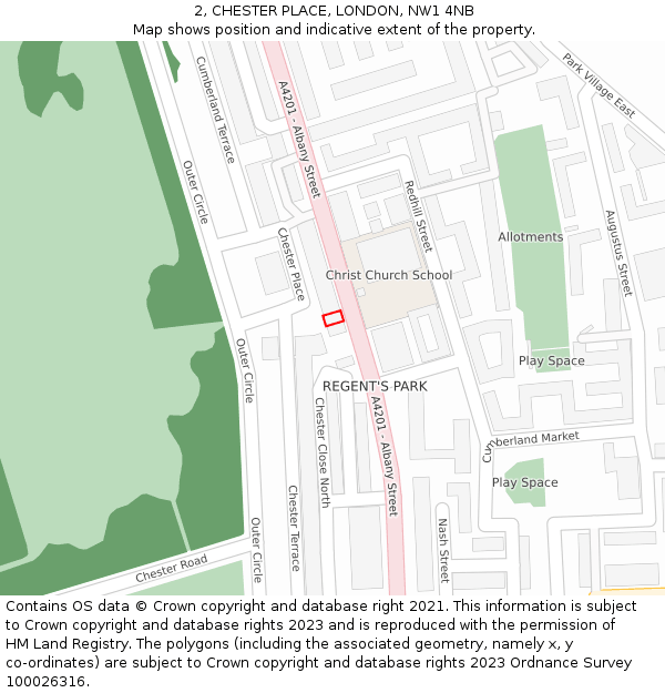 2, CHESTER PLACE, LONDON, NW1 4NB: Location map and indicative extent of plot