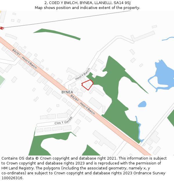 2, COED Y BWLCH, BYNEA, LLANELLI, SA14 9SJ: Location map and indicative extent of plot