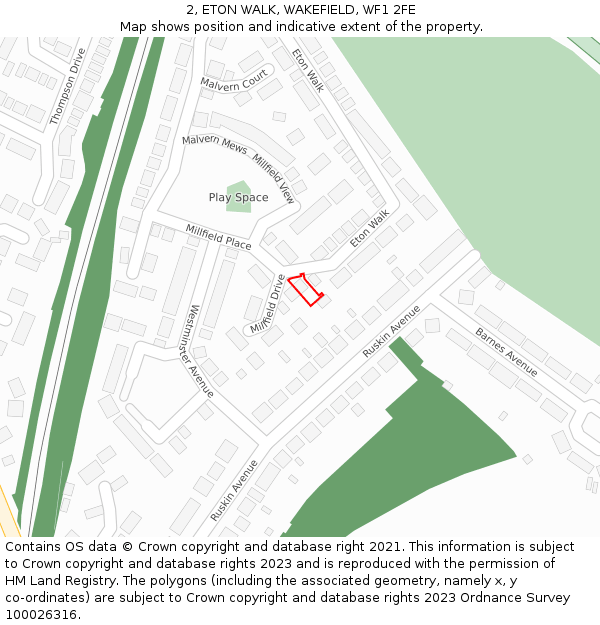 2, ETON WALK, WAKEFIELD, WF1 2FE: Location map and indicative extent of plot