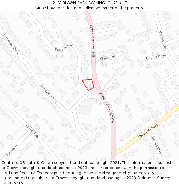 2, FAIRLAWN PARK, WOKING, GU21 4HT: Location map and indicative extent of plot