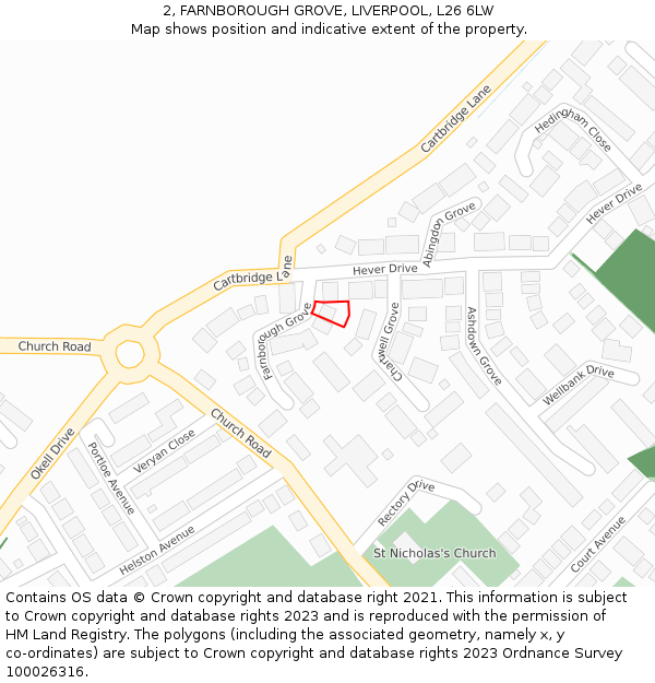 2, FARNBOROUGH GROVE, LIVERPOOL, L26 6LW: Location map and indicative extent of plot