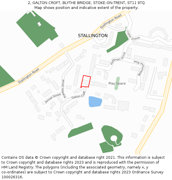 2, GALTON CROFT, BLYTHE BRIDGE, STOKE-ON-TRENT, ST11 9TQ: Location map and indicative extent of plot