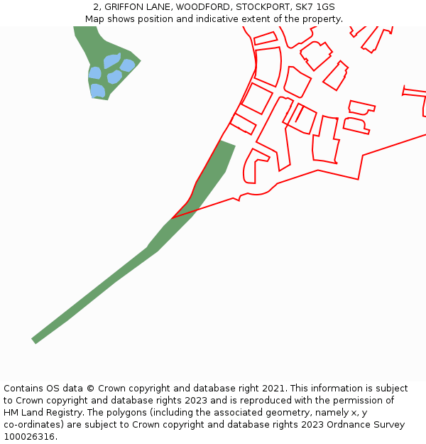 2, GRIFFON LANE, WOODFORD, STOCKPORT, SK7 1GS: Location map and indicative extent of plot