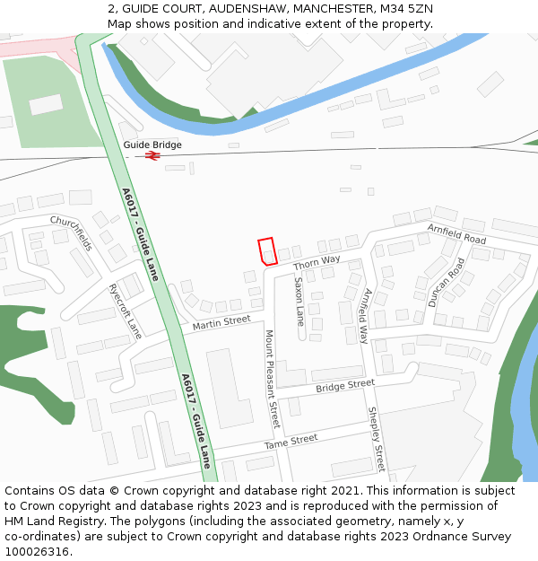 2, GUIDE COURT, AUDENSHAW, MANCHESTER, M34 5ZN: Location map and indicative extent of plot