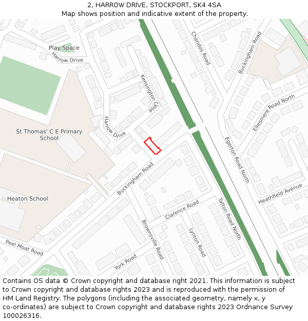 2, HARROW DRIVE, STOCKPORT, SK4 4SA: Location map and indicative extent of plot