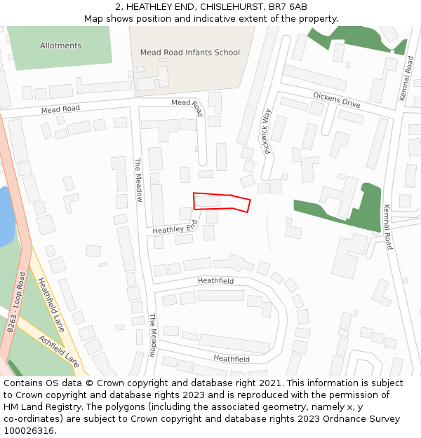 2, HEATHLEY END, CHISLEHURST, BR7 6AB: Location map and indicative extent of plot