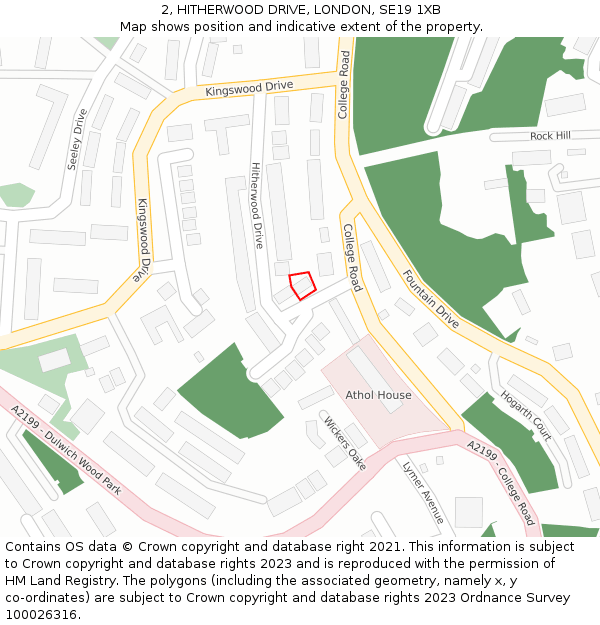 2, HITHERWOOD DRIVE, LONDON, SE19 1XB: Location map and indicative extent of plot