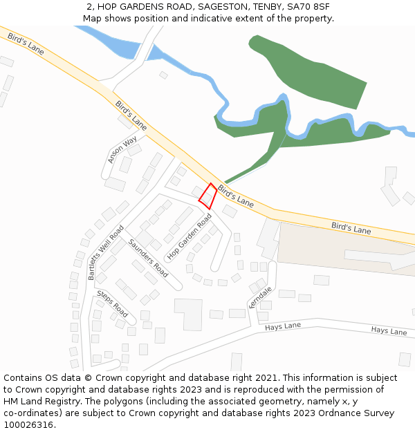 2, HOP GARDENS ROAD, SAGESTON, TENBY, SA70 8SF: Location map and indicative extent of plot