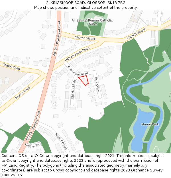 2, KINGSMOOR ROAD, GLOSSOP, SK13 7RG: Location map and indicative extent of plot