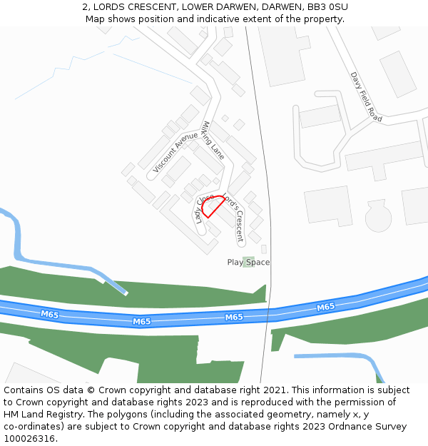 2, LORDS CRESCENT, LOWER DARWEN, DARWEN, BB3 0SU: Location map and indicative extent of plot