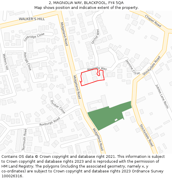 2, MAGNOLIA WAY, BLACKPOOL, FY4 5QA: Location map and indicative extent of plot