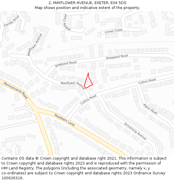 2, MAYFLOWER AVENUE, EXETER, EX4 5DS: Location map and indicative extent of plot