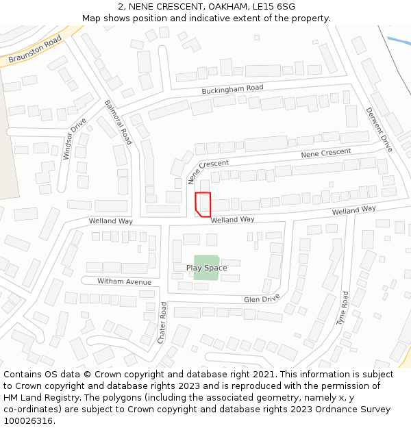 2, NENE CRESCENT, OAKHAM, LE15 6SG: Location map and indicative extent of plot