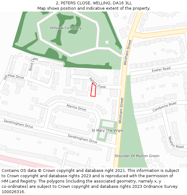 2, PETERS CLOSE, WELLING, DA16 3LL: Location map and indicative extent of plot