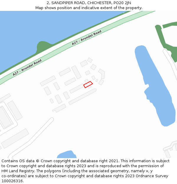 2, SANDPIPER ROAD, CHICHESTER, PO20 2JN: Location map and indicative extent of plot