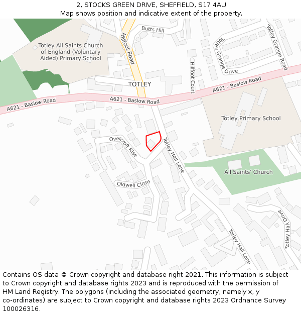 2, STOCKS GREEN DRIVE, SHEFFIELD, S17 4AU: Location map and indicative extent of plot