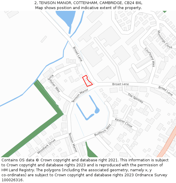 2, TENISON MANOR, COTTENHAM, CAMBRIDGE, CB24 8XL: Location map and indicative extent of plot