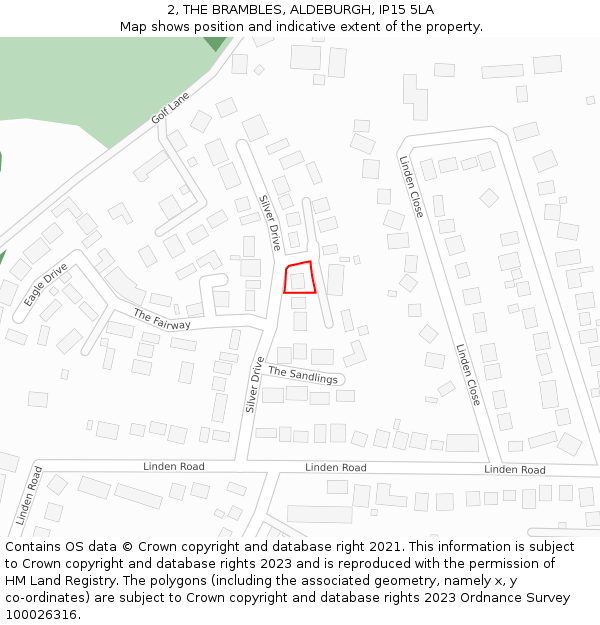 2, THE BRAMBLES, ALDEBURGH, IP15 5LA: Location map and indicative extent of plot