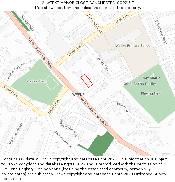 2, WEEKE MANOR CLOSE, WINCHESTER, SO22 5JE: Location map and indicative extent of plot