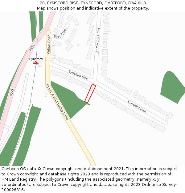 20, EYNSFORD RISE, EYNSFORD, DARTFORD, DA4 0HR: Location map and indicative extent of plot