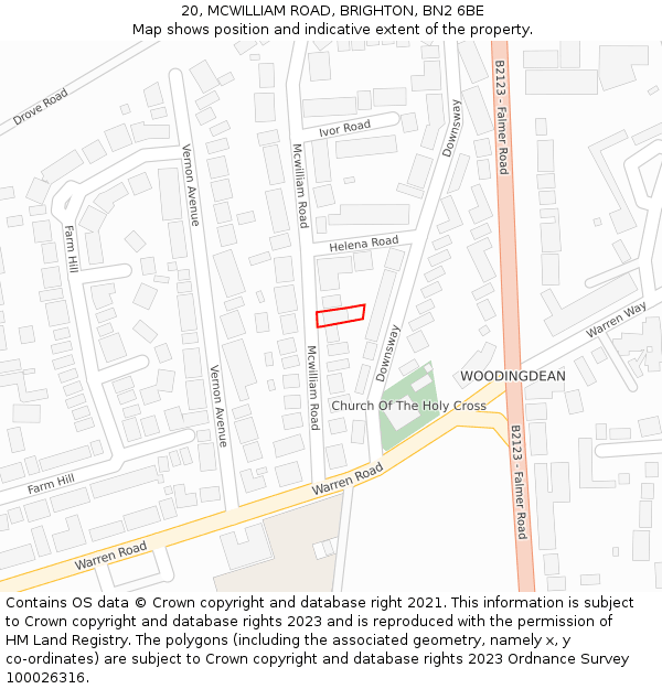 20, MCWILLIAM ROAD, BRIGHTON, BN2 6BE: Location map and indicative extent of plot