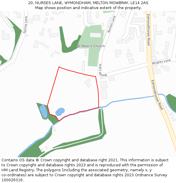 20, NURSES LANE, WYMONDHAM, MELTON MOWBRAY, LE14 2AS: Location map and indicative extent of plot