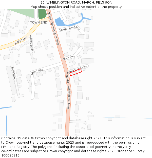 20, WIMBLINGTON ROAD, MARCH, PE15 9QN: Location map and indicative extent of plot