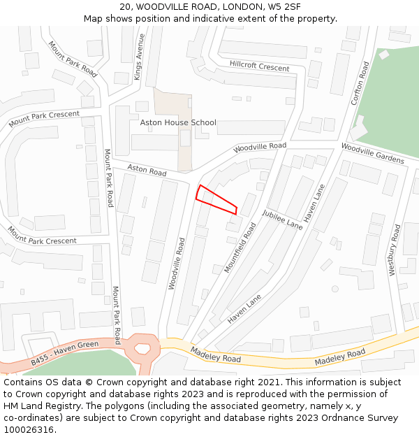 20, WOODVILLE ROAD, LONDON, W5 2SF: Location map and indicative extent of plot