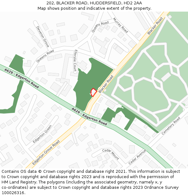 202, BLACKER ROAD, HUDDERSFIELD, HD2 2AA: Location map and indicative extent of plot