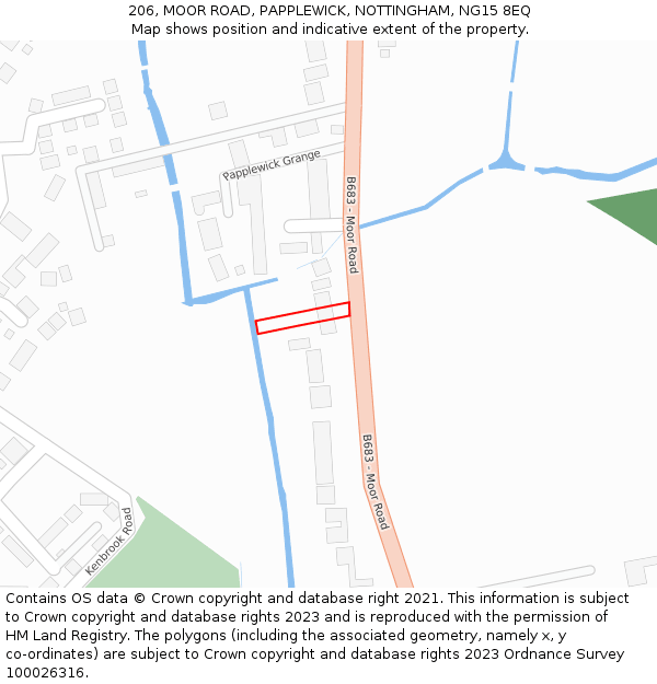 206, MOOR ROAD, PAPPLEWICK, NOTTINGHAM, NG15 8EQ: Location map and indicative extent of plot