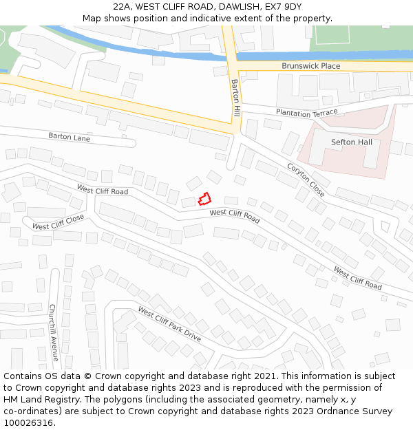 22A, WEST CLIFF ROAD, DAWLISH, EX7 9DY: Location map and indicative extent of plot