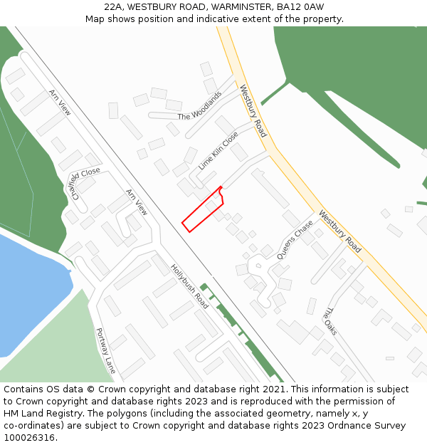 22A, WESTBURY ROAD, WARMINSTER, BA12 0AW: Location map and indicative extent of plot