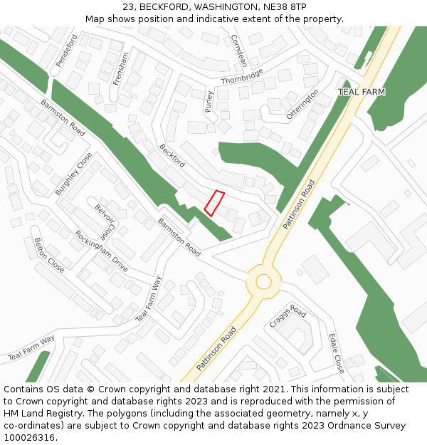 23, BECKFORD, WASHINGTON, NE38 8TP: Location map and indicative extent of plot