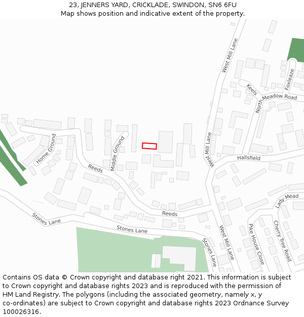 23, JENNERS YARD, CRICKLADE, SWINDON, SN6 6FU: Location map and indicative extent of plot