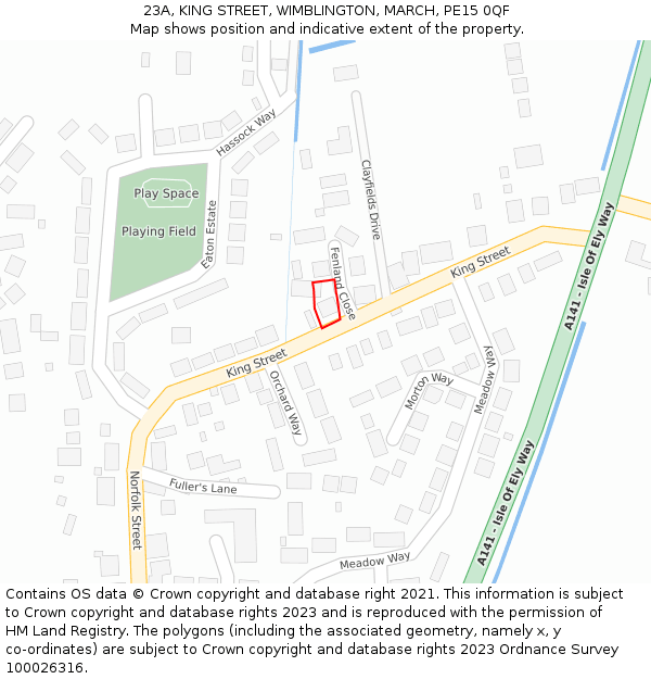 23A, KING STREET, WIMBLINGTON, MARCH, PE15 0QF: Location map and indicative extent of plot