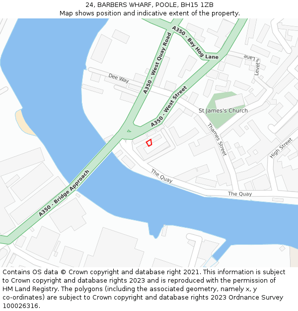 24, BARBERS WHARF, POOLE, BH15 1ZB: Location map and indicative extent of plot