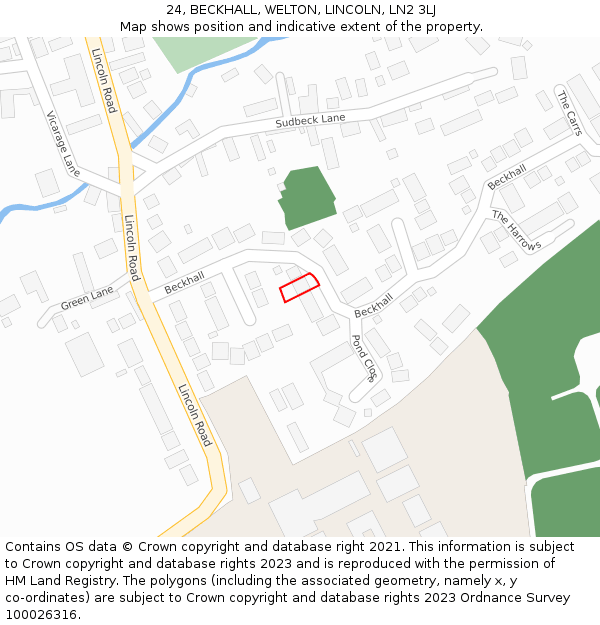 24, BECKHALL, WELTON, LINCOLN, LN2 3LJ: Location map and indicative extent of plot