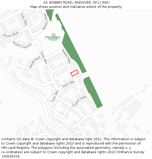 24, BOBBIN ROAD, ANDOVER, SP11 6WU: Location map and indicative extent of plot