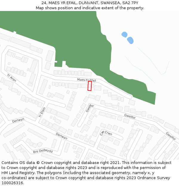 24, MAES YR EFAIL, DUNVANT, SWANSEA, SA2 7PY: Location map and indicative extent of plot