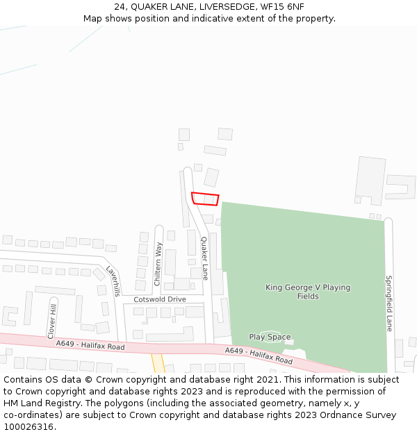 24, QUAKER LANE, LIVERSEDGE, WF15 6NF: Location map and indicative extent of plot