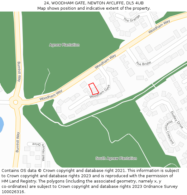 24, WOODHAM GATE, NEWTON AYCLIFFE, DL5 4UB: Location map and indicative extent of plot