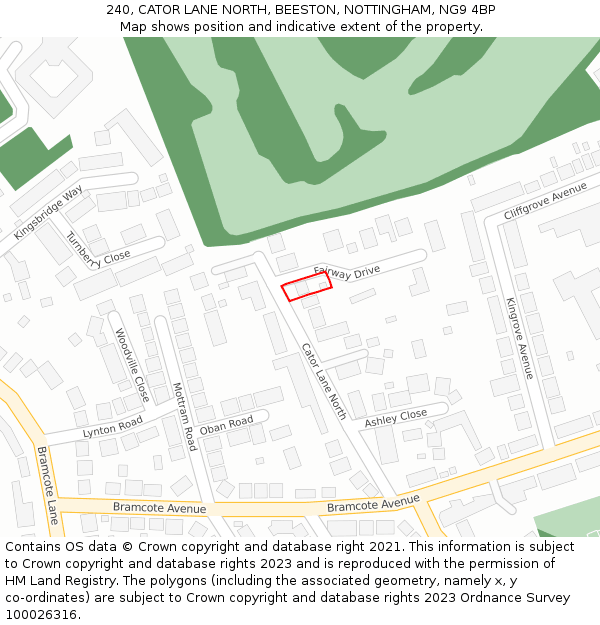 240, CATOR LANE NORTH, BEESTON, NOTTINGHAM, NG9 4BP: Location map and indicative extent of plot