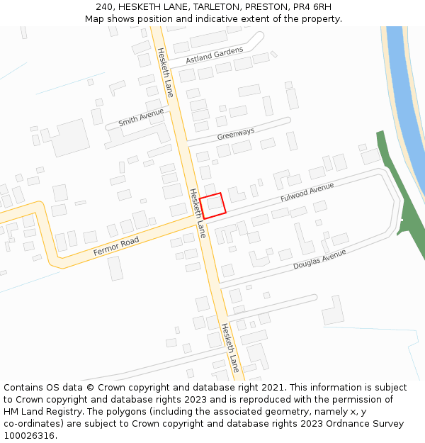 240, HESKETH LANE, TARLETON, PRESTON, PR4 6RH: Location map and indicative extent of plot