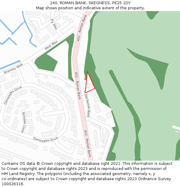 240, ROMAN BANK, SKEGNESS, PE25 1DY: Location map and indicative extent of plot