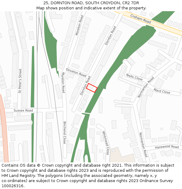 25, DORNTON ROAD, SOUTH CROYDON, CR2 7DR: Location map and indicative extent of plot