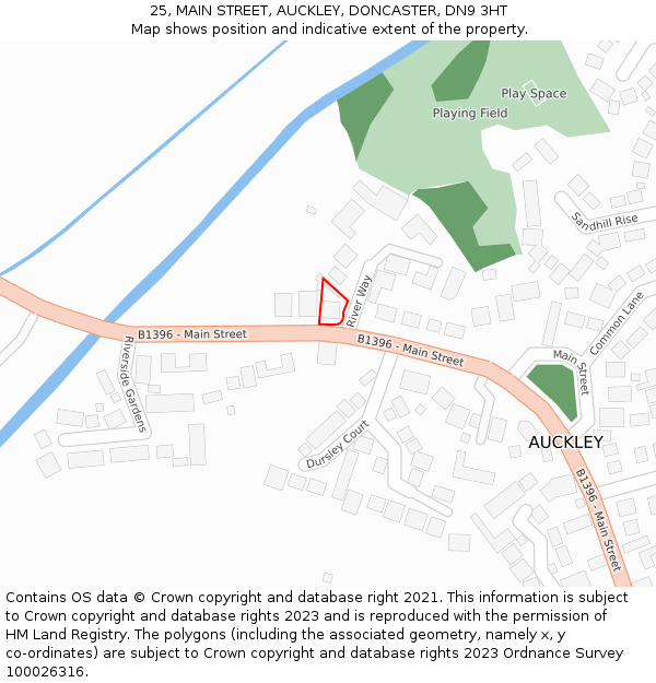 25, MAIN STREET, AUCKLEY, DONCASTER, DN9 3HT: Location map and indicative extent of plot